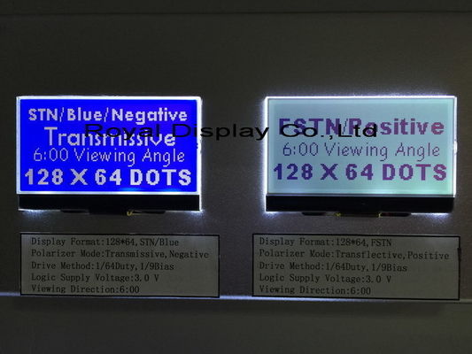 의료 기기를 위한 128x64 FSTN 긍정적인 장부 3V 단청 LCD 디스플레이 Stn 회색