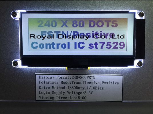 240X80은 LCD 백라이드로 사실적 Cog Stn FSTN LCD 디스플레이에 점을 찍습니다