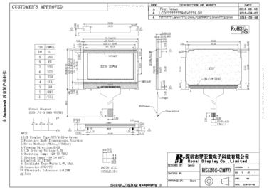 전문적 Cog LCD 모듈, 사실적 Oled 디스플레이 3.3V 전원 공급기