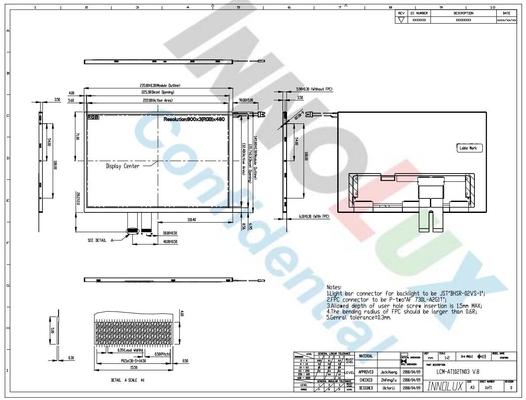 10.2인치 INNOLUX LCD 모듈 AT102TN03 V.8 800*3RGB*480 디스플레이