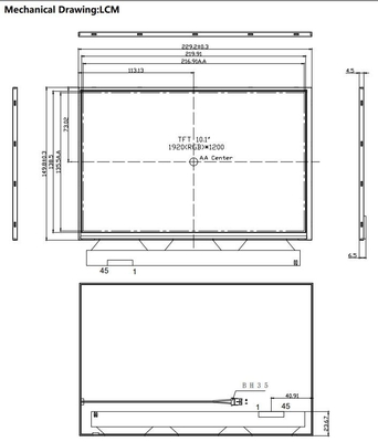 10.1 인치 TFT LCD 모듈 1920*1200 RGB 고차별 비율 1000nits 디스플레이