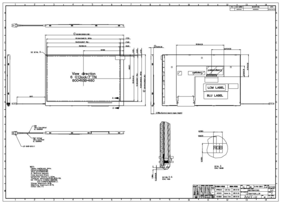 7인치 TFT INNOLUX LCD 디스플레이 800*RGB*480 WVGA 40 PIN TTL 인터페이스