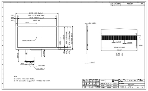 EJ050NA-01G 인놀룩스 5인치 TFT LCD 모듈 디스플레이 800*RGB*480 선택적 RTP