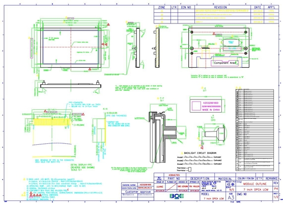 7인치 TFT LCD 모듈 800*480 RGB Boe AV070wvm-Nc1 LCD 디스플레이 패널