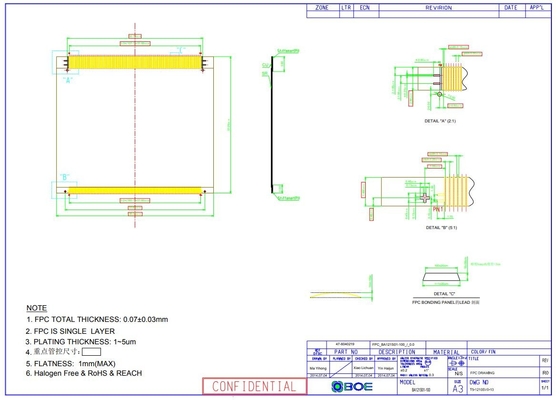 12.1인치 TFT LCD 패널 Boe 800*600 RGB 800: 1 BA121S01-100 극한 날씨 디자인