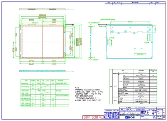 12.1인치 TFT LCD 패널 Boe 800*600 RGB 800: 1 BA121S01-100 극한 날씨 디자인