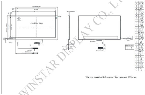7.0'' TFT LCD 모듈 1024*RGB*600 16:9 LVDS 인터페이스 자동차 디스플레이 Winstar 교체