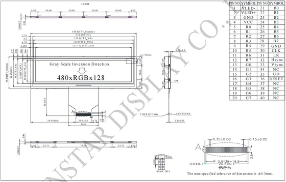 5.2' 480*RGB*128 TFT LCD 모듈 윈스타 WF52ATLASDNN0 6시 교체