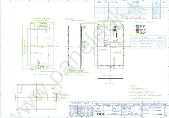 7' TFT LCD 모듈 1280*800 RGB BOE TV070WXM-TS0 MIPI 39 핀 FPC 폭 온도