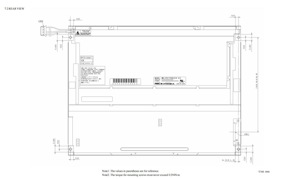 12.1'' TFT LCD 모듈 1024*768 RGB NEC 600:1 LVDS 인터페이스 산업 디스플레이