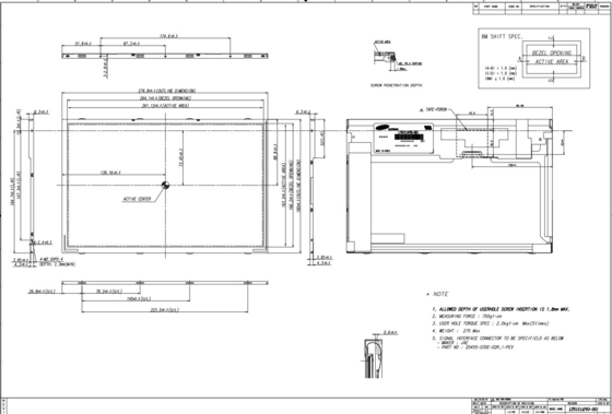 12.1'' 산업용 TFT LCD 1280*800 RGB 삼성 모니터 디스플레이 LTN121AP05-302 고 콘트라스트