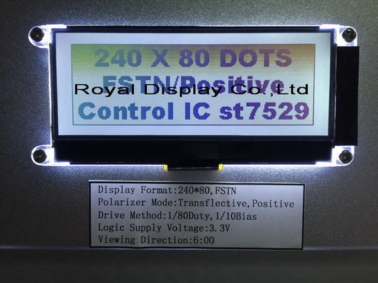 사용자 정의 FSTN/Stn 240X80 DOT 3.3V 포지티브 반투과형 ST7529 Cog LCD 디스플레이