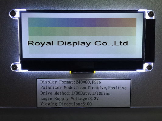 사용자 정의 FSTN/Stn 240X80 DOT 3.3V 포지티브 반투과형 ST7529 Cog LCD 디스플레이