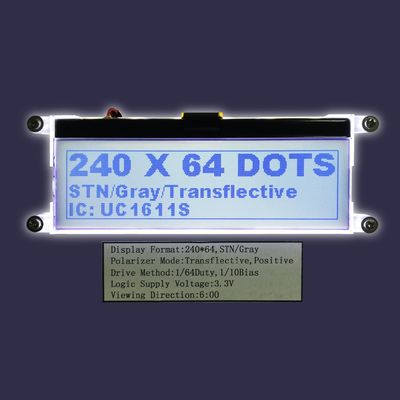 공장 도매 240 * 64 그래픽 LCD ST7565R 병렬 YG Stn 그레이 포지티브 LCD 디스플레이 반사 편광판 COB FPC