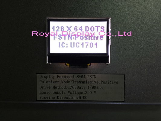 의료 기기를 위한 128x64 FSTN 긍정적인 장부 3V 단청 LCD 디스플레이 Stn 회색