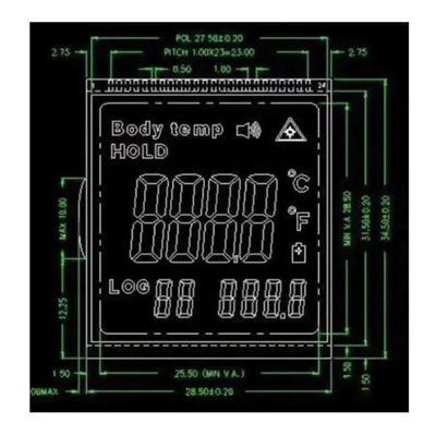 적외선 온도계를 위한 FPC FSTN Tn 긍정적인 COG LCD 단위 3V RYD2119TM-01
