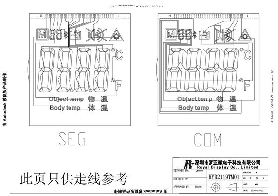 Zebra 컨트롤러가 있는 IR 온도계 그래픽 LCD 디스플레이 장부 FPC