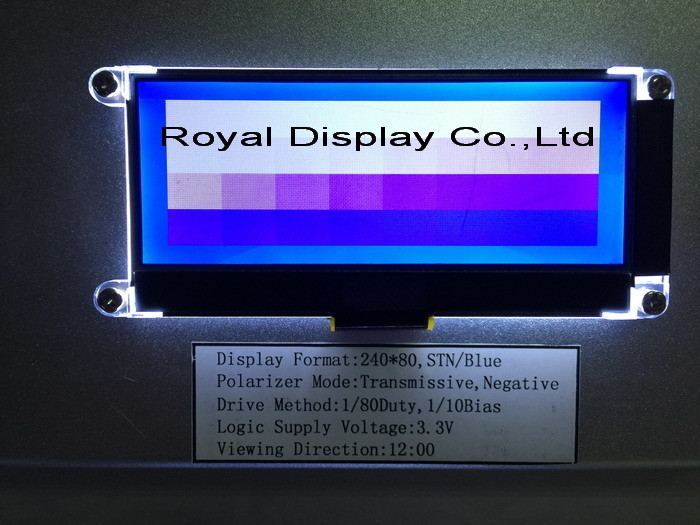 240*80 FSTN 그래픽 6H ST75256 PCB LCD 모듈과 함께 슈퍼 광 온도 산업 디스플레이