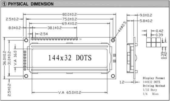 144*32 그래픽 LCD 모듈 ST7920/ST7921 LED 백라이트 산업 디스플레이