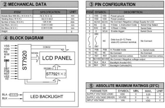 128*64 그래픽 LCD 모듈 PCB St7920/St7921 FSTN 모노크롬 산업 디스플레이