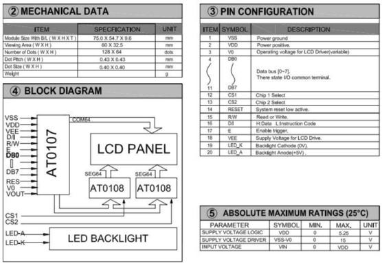 128*64 그래픽 LCD 모듈 색상 옵션 20 PIN AT0107/AT0108 STN 광 온도 디스플레이 산업용