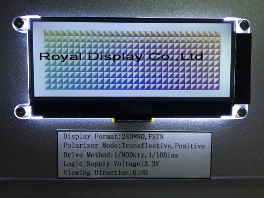 240*80 그래픽 LCD 모듈 FSTN 6H 슈퍼 와이드 온도 산업 디스플레이 낮은 MOQ
