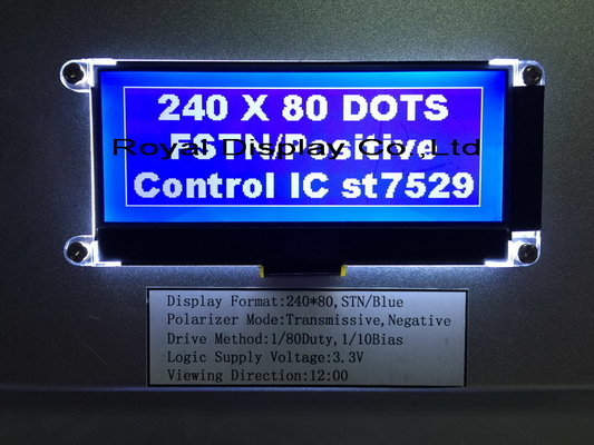 240*80 FSTN 그래픽 6H ST75256 PCB LCD 모듈과 함께 슈퍼 광 온도 산업 디스플레이