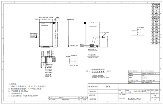 5' 720*RGB*1280 모든 뷰 Mipi 인터페이스 Ili9881c IC 넓은 온도 TFT LCD 모듈