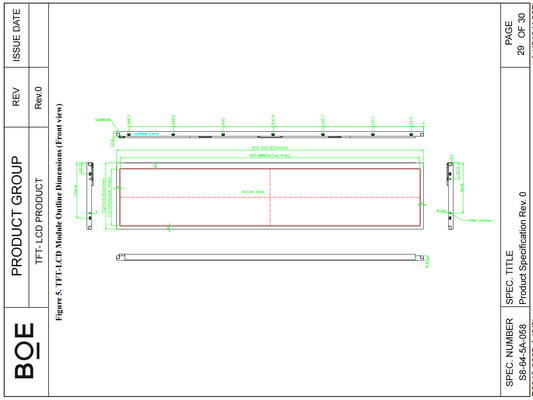 24' BOE 1920RGB*360 바 높은 대비 비율 TFT LCD 모듈